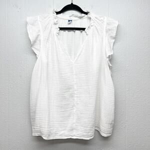 Old Navy Gauzy White Top Womens XXL Beachy Boho Coastal Lagenlook Minimalist